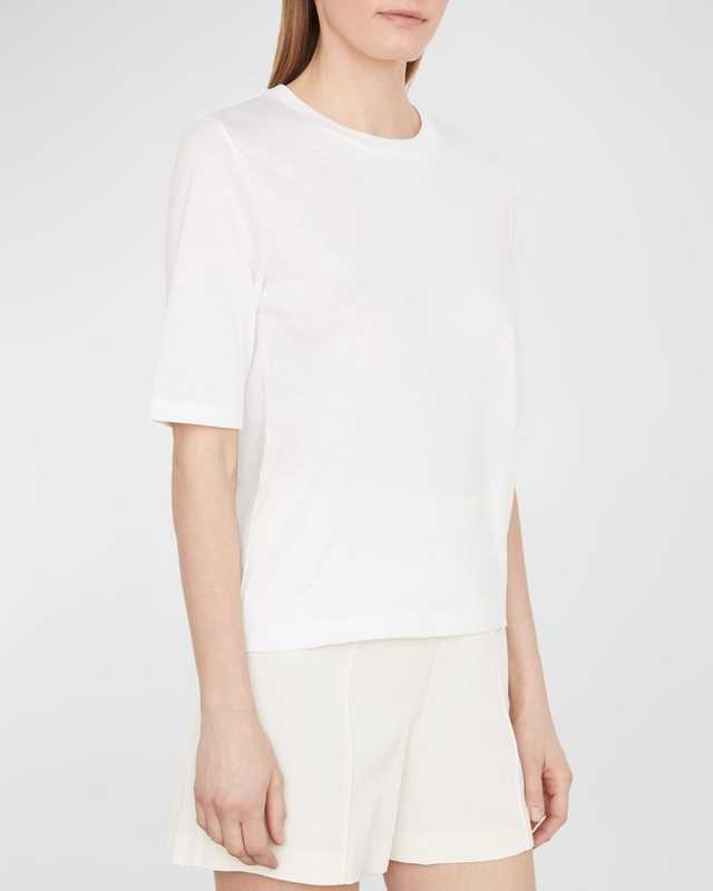 Easy Elbow-Sleeve Crewneck T-Shirt